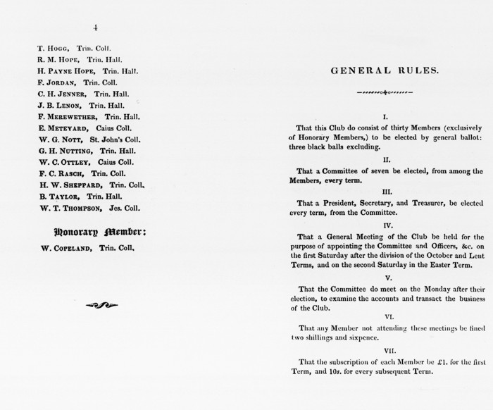 Page 1 for the 1828 "Rules of the Cambridge Bowmen" document scan