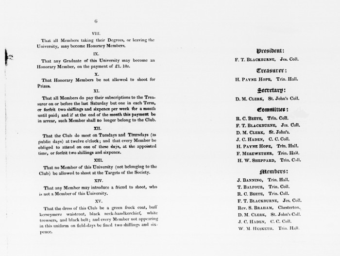 Page 2 for the 1828 "Rules of the Cambridge Bowmen" document scan
