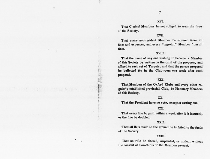 Page 3 for the 1828 "Rules of the Cambridge Bowmen" document scan