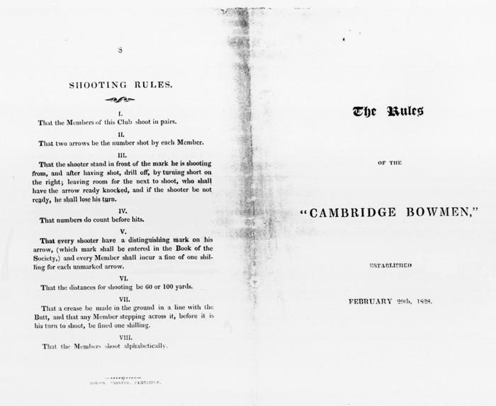 Page 4 for the 1828 "Rules of the Cambridge Bowmen" document scan